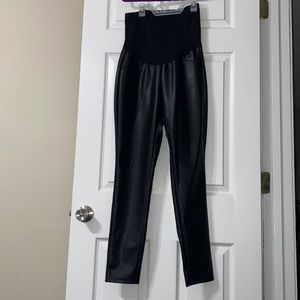 Leather maternity leggings